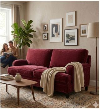 Precioso Sofá 3 plazas terciopelo burdeos