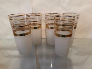 Set 6 Vasos Vintage con Bordes Dorados