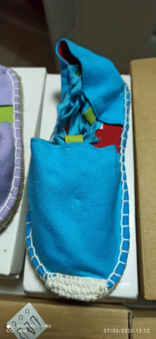 Alpargatas niña yute verde y naranja lote completo