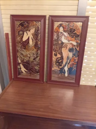 2 Cuadros Espejo Madera