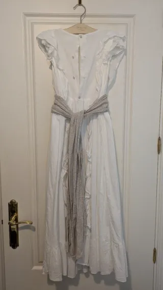 Vestido de Comunión Blanco y rebeca Beige