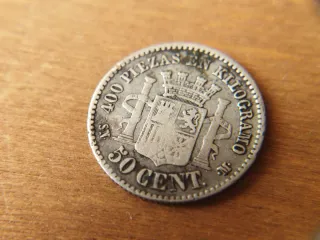 Escasa Moneda Plata 50 céntimos 1870 *-*0
