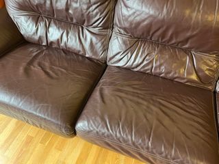 Divano Chaise Longue in Pelle Marrone