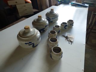 Juego Cerámica: 3 Botellas y 6 Vasos