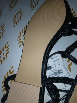 Sandalias negras trenzadas mujer T.39