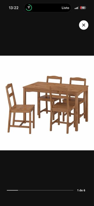 Mesa y 4 Sillas Madera Estilo Ikea