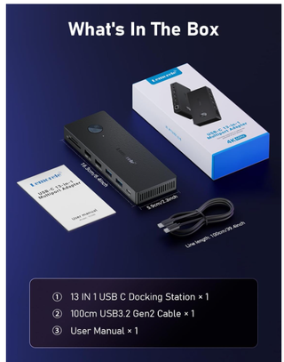 Lemorele Docking Station USB-C 13-in-1 Triplo Mo