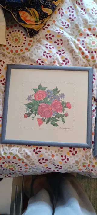 Set 2 Cuadros Flores Rosas y Azules bonitos