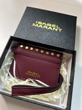 Tarjetero Isabel Marant Rojo con Tachuelas