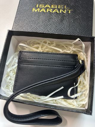 Tarjetero Isabel Marant Negro con Tachuelas Dorada