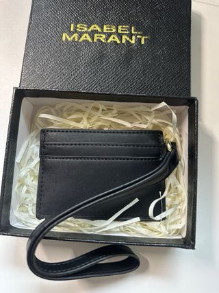 Tarjetero Isabel Marant Negro con Tachuelas Dorada