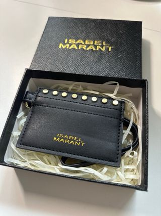 Tarjetero Isabel Marant Negro con Tachuelas Dorada