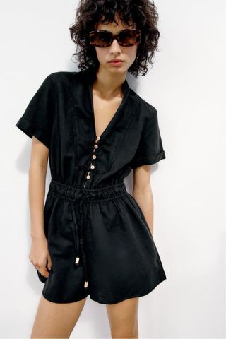 ZARA - Mono Lino Escote Pico