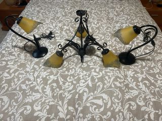 Lámparas de mesa y techo metal y cristal