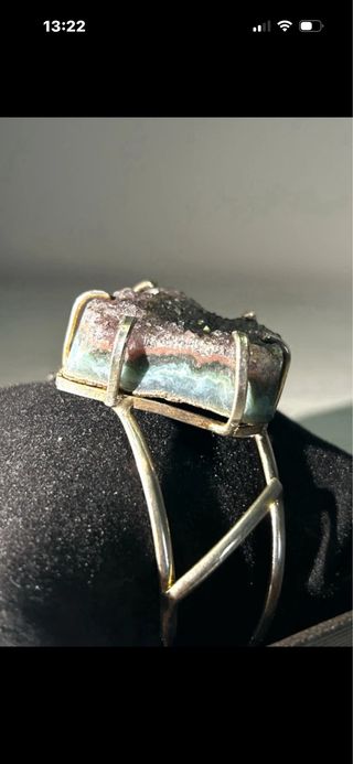 Brazalete artesanal cuarzo plata