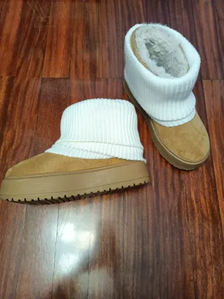 Botines Bershka Marrones y Blancos