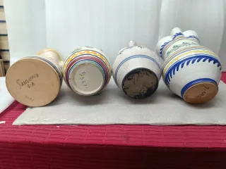 Lote 4 Jarras Cerámica Decoradas