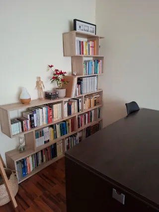 Conjunto 2 estanterías madera en tono roble claro