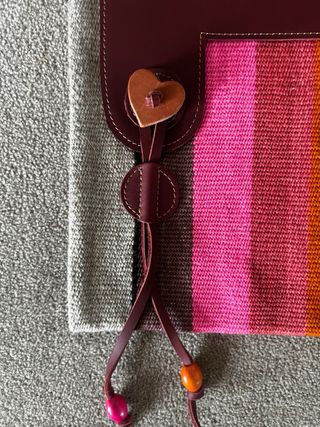 Bolso artesano lana y cuero NUEVO