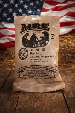 MRE Menú 19: Beef Patty, Jalapeño Pepper Jack