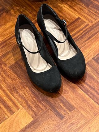 Botines tacón beige talla 38