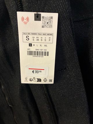 Gabardina Zara Talla S Negra Nueva