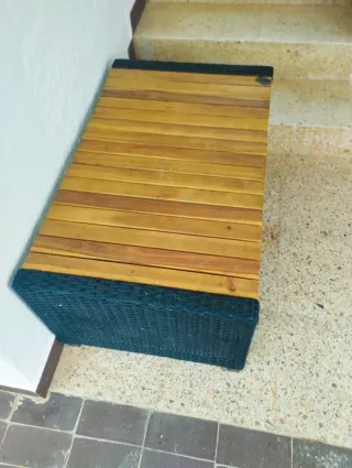 ✅ MESA DE CENTRO EN RATÁN NEGRO Y MADERA‼️