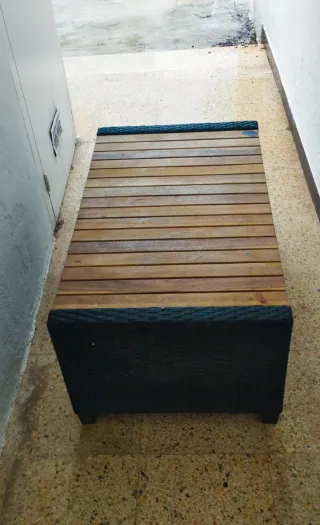✅ MESA DE CENTRO EN RATÁN NEGRO Y MADERA‼️