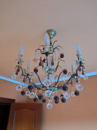 Lámpara de techo de cristal y metal