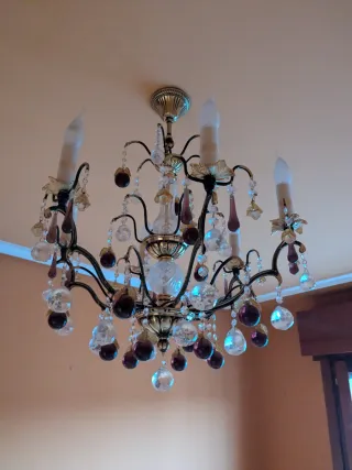 Lámpara de techo de cristal y metal