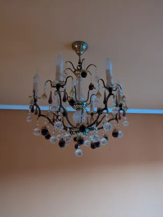 Lámpara de techo de cristal y metal