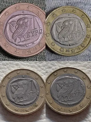 Set 4 Monete Grecia Gufo 2002 2011 2006 2010