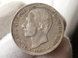 Moneda Plata 2 pesetas 1882 *18*82 Alfonso XII