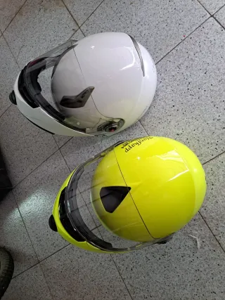 Pack 2 Cascos Moto Amarillo y Blanco