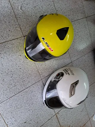 Pack 2 Cascos Moto Amarillo y Blanco