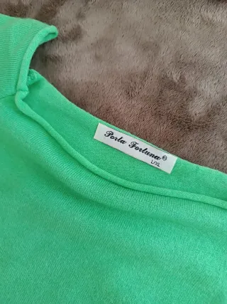 Maglia donna verde scollo largo manica lunga