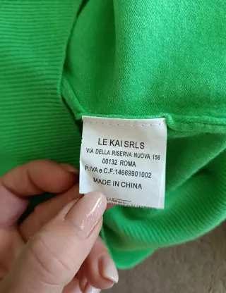 Maglia donna verde scollo largo manica lunga