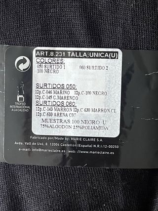 Calcetines negros talla única hombre