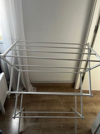 Asta asciugabiancheria pieghevole in metallo grigio/bianco