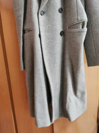 Abrigo largo lana gris Zara Talla S