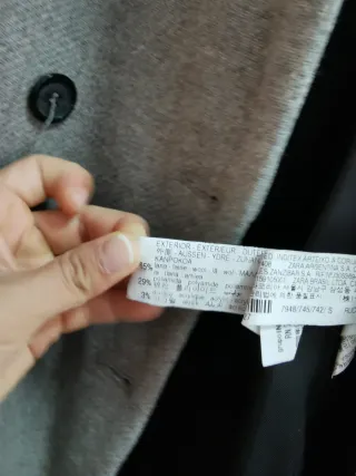 Abrigo largo lana gris Zara Talla S