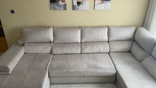 Sofá chaiselongue 4/5 plazas, convertible en cama