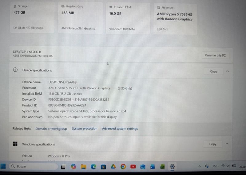 Portátil Asus ExpertBook P1 Ryzen 5 16GB/512GB SSD afbeelding 7