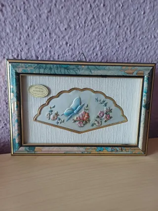 Cuadro decorativo mariposa y flores