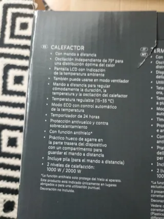 Calefactor Termoventilador Tronic con mando