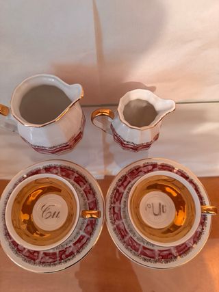 Tazas de café Tú y Yo con lecheras