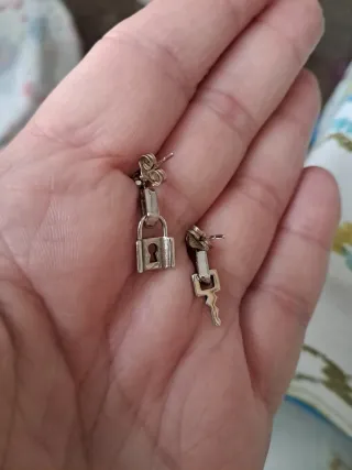 Pendientes Plata 925 Candado y Llave con circonita