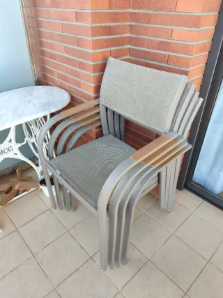 Mesa y 4 sillas aluminio terraza/jardín/exterior