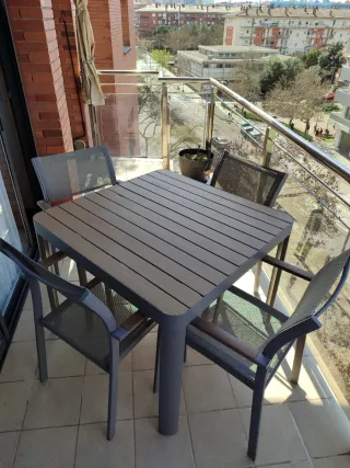 Mesa y 4 sillas aluminio terraza/jardín/exterior