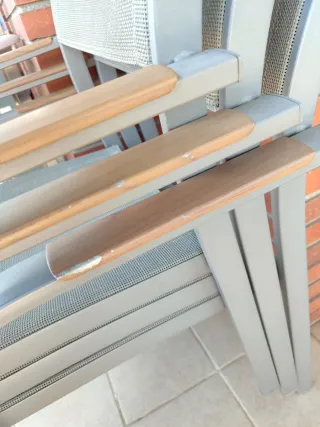 Mesa y 4 sillas aluminio terraza/jardín/exterior